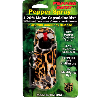 Pepper Shot 1.2% MC 1/2 Oz Halo Holster Leopard